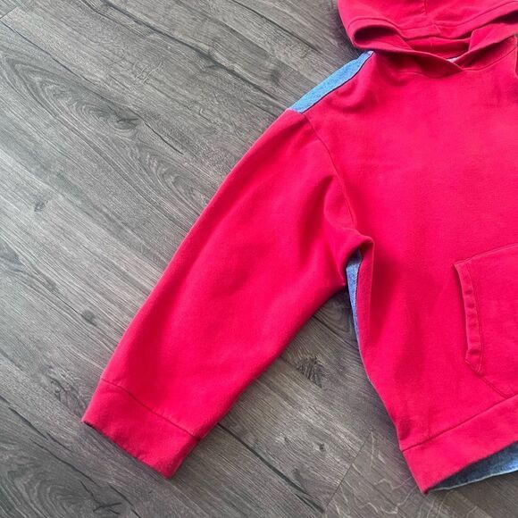 Zara Unique  Hooded Sweatshirt w/ Denim Jean Jacket Back Oversized Small - Picture 3 of 6